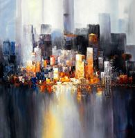 Imagen de Abstrakt New York Manhattan Skyline bei Nacht m91950 120x120cm Gemälde handgemalt