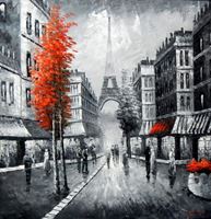 Εικόνα της Modern Art - Paris Spaziergang am Abend m91952 120x120cm Ölbild handgemalt