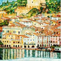Afbeelding van Gustav Klimt - Malcesine am Gardasee m92004 120x120cm Ölbild handgemalt Museumsqualität