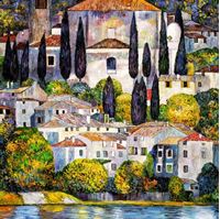 Afbeelding van Gustav Klimt - Kirche in Cassone m92006 120x120cm Ölgemälde handgemalt Museumsqualität