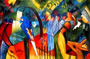 Resim August Macke - Zoologischer Garten p91963 120x180cm exzellentes Ölgemälde