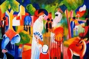 Afbeelding van August Macke - Großer Zoologischer Garten p91970 120x180cm Ölbild handgemalt