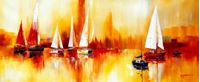 Picture of Segelboote auf dem Gardasee t91917 75x180cm modernes Gemälde handgemalt