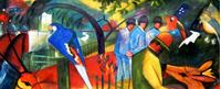 Afbeelding van August Macke - Zoologischer Garten t91919 75x180cm exzellentes Ölgemälde