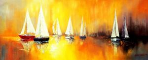 Image de Segelboote auf dem Gardasee t91922 75x180cm modernes Gemälde handgemalt