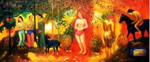 Εικόνα της Paul Gauguin - Faa Iheihe t91926 75x180cm beeindruckendes Ölbild handgemalt