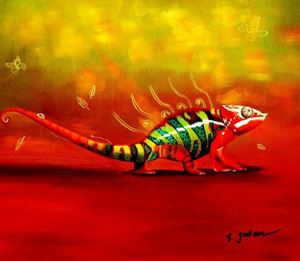 Εικόνα της Modern Abstract - The colored chameleon c92017 50x60cm exzellentes Ölgemälde