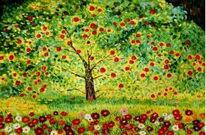 Afbeelding van Gustav Klimt - Der Apfelbaum d92035 60x90cm bemerkenswertes Ölgemälde handgemalt