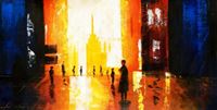 Εικόνα της Abstrakt - Berlin am Potsdamer Platz f92040 60x120cm Ölgemälde handgemalt