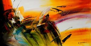 Bild von Abstract - Impact study f92042 60x120cm abstraktes Ölgemälde