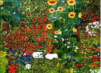Afbeelding van Gustav Klimt - Garten mit Sonnenblume i92060 80x110cm exzellentes Ölgemälde