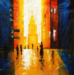 Picture of Abstrakt - Berlin am Potsdamer Platz m92070 120x120cm Ölgemälde handgemalt