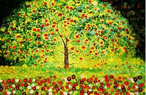Resim Gustav Klimt - Der Apfelbaum p92084 120x180cm bemerkenswertes Ölgemälde handgemalt Museumsqualität