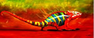 Εικόνα της Modern Abstract - The colored chameleon t92075 75x180cm exzellentes Ölgemälde