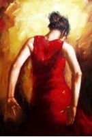 Εικόνα της Modern Art - Feuer des Flamenco d92247 60x90cm stilvolles Ölgemälde