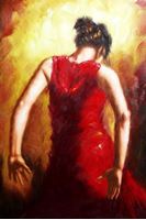 Εικόνα της Modern Art - Feuer des Flamenco d92248 60x90cm stilvolles Ölgemälde