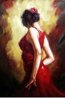 Εικόνα της Modern Art - Feuer des Flamenco d92249 60x90cm stilvolles Ölgemälde