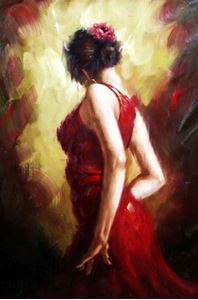 Εικόνα της Modern Art - Feuer des Flamenco d92249 60x90cm stilvolles Ölgemälde