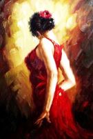Εικόνα της Modern Art - Feuer des Flamenco d92250 60x90cm stilvolles Ölgemälde