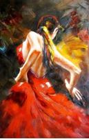 Εικόνα της Modern Art - Feuer des Flamenco d92262 60x90cm stilvolles Ölgemälde
