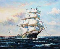 Obrazek Segelschiff auf stürmischer See c92284 50x60cm imposantes Ölgemälde