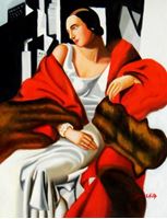 Afbeelding van Homage to T. de Lempicka - Portrait der Madame Boucard a92093 30x40cm Art Deco Ölgemälde handgemalt