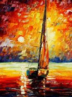 Εικόνα της Modern Art - Segelboot bei Amrum a92095 30x40cm modernes Ölgemälde