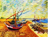 Imagen de Vincent van Gogh - Fischerboote am Strand a92107 30x40cm Ölgemälde handgemalt