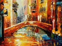 Εικόνα της Modern Art - Kanalansicht in Venedig a92109 30x40cm abstraktes Ölbild