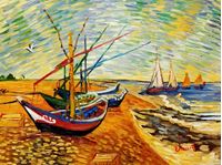 Obrazek Vincent van Gogh - Fischerboote am Strand a92114 30x40cm Ölgemälde handgemalt