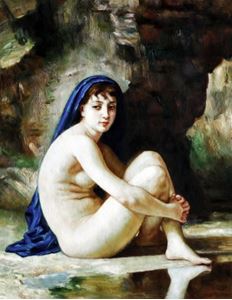 Immagine di William Adolphe Bouguereau - Sitzender Akt a92489 30x40cm exzellentes Ölbild Museumsqualität