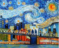 Immagine di Vincent van Gogh - Homage New Yorker Sternennacht b92127 40x50cm Ölgemälde handgemalt