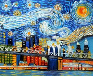 Bild von Vincent van Gogh - Homage New Yorker Sternennacht b92127 40x50cm Ölgemälde handgemalt