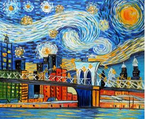 Resim Vincent van Gogh - Homage New Yorker Sternennacht b92128 40x50cm Ölgemälde handgemalt