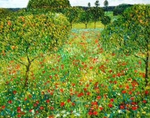 Afbeelding van Gustav Klimt - Mohnfeld b92131 40x50cm Ölbild handgemalt
