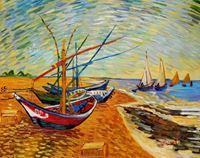 Bild von Vincent van Gogh - Fischerboote am Strand b92132 40x50cm Ölgemälde handgemalt
