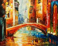 Εικόνα της Modern Art - Kanalansicht in Venedig b92134 40x50cm abstraktes Ölbild
