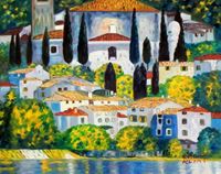 Afbeelding van Gustav Klimt - Kirche in Cassone b92139 40x50cm Ölgemälde handgemalt