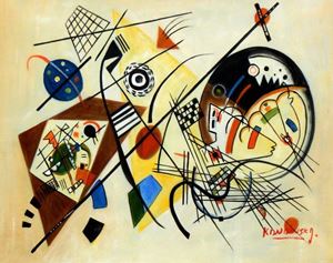 Изображение Wassily Kandinsky - Querlinie b92140 40x50cm exzellentes Ölgemälde