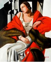 Afbeelding van Homage to T. de Lempicka - Portrait der Madame Boucard c92145 50x60cm Art Deco Ölgemälde handgemalt