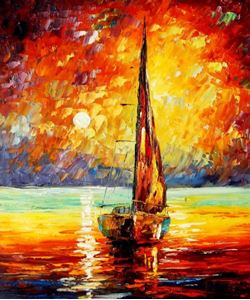 Εικόνα της Modern Art - Segelboot bei Amrum c92152 50x60cm modernes Ölgemälde