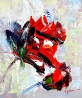 Immagine di Abstrakt - Roter Mohn c92154 50x60cm abstraktes Ölgemälde