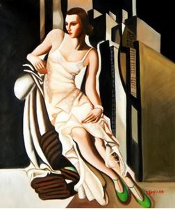 Afbeelding van Homage of T. de Lempicka - Portrait der Madame Allan Bott c92155 50x60cm Ölbild handgemalt