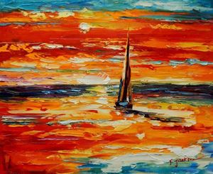 Εικόνα της Modern Art - Segelboot bei Amrum c92160 50x60cm modernes Ölgemälde