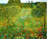 Afbeelding van Gustav Klimt - Mohnfeld c92161 50x60cm Ölbild handgemalt