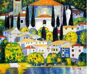 Afbeelding van Gustav Klimt - Kirche in Cassone c92163 50x60cm Ölgemälde handgemalt