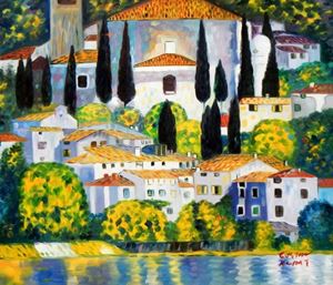 Resim Gustav Klimt - Kirche in Cassone c92164 50x60cm Ölgemälde handgemalt