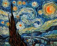 Afbeelding van Vincent van Gogh - Sternennacht c92172 50x60cm exzellentes Ölgemälde handgemalt