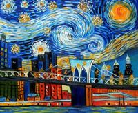 Bild von Vincent van Gogh - Homage New Yorker Sternennacht c92176 50x60cm Ölgemälde handgemalt