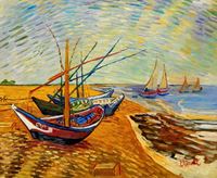Imagen de Vincent van Gogh - Fischerboote am Strand c92178 50x60cm Ölgemälde handgemalt